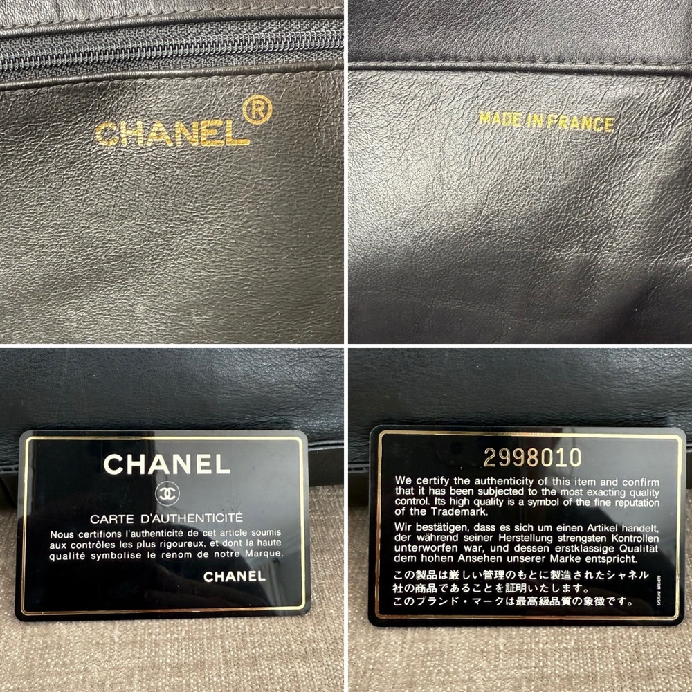 Authentic CHANEL black leather tote bag large gold GG chain straps - Picture 11 of 16